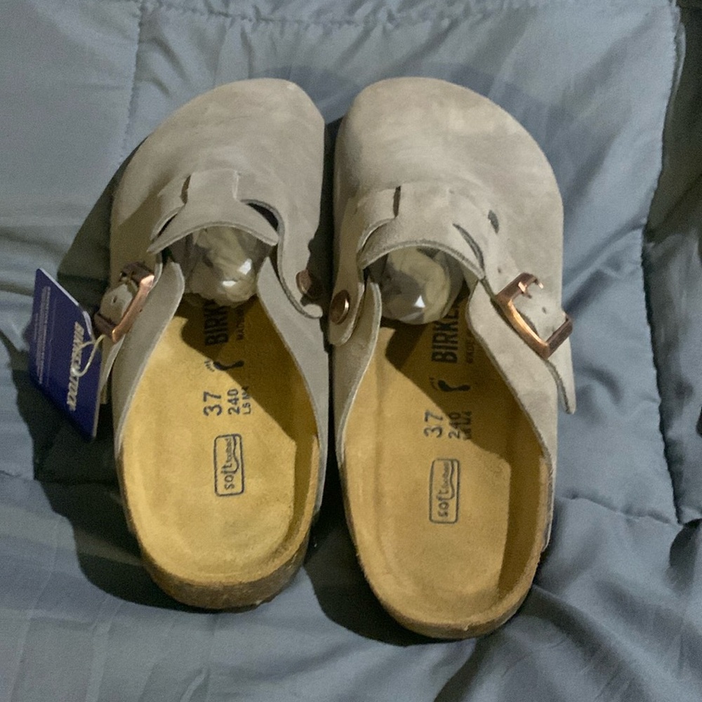 Birkenstock Boston Clogs Taupe 37 (Woman’s 6 / 6.5) Soft Footbed Narrow - Picture 2 of 3